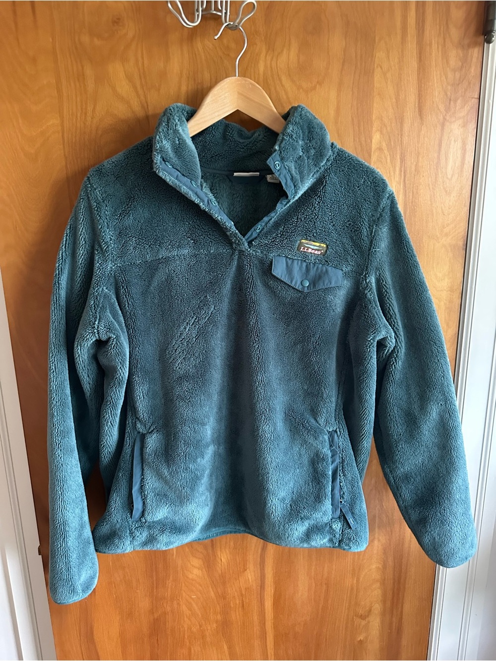 Womens L.L. Bean Plush Fleece Snap Pullover - Teal